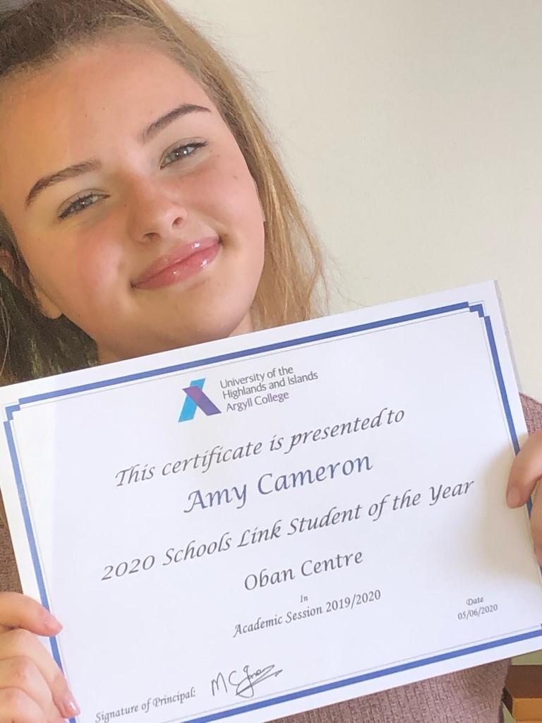 Oban Schools Link Student of the Year 2020	