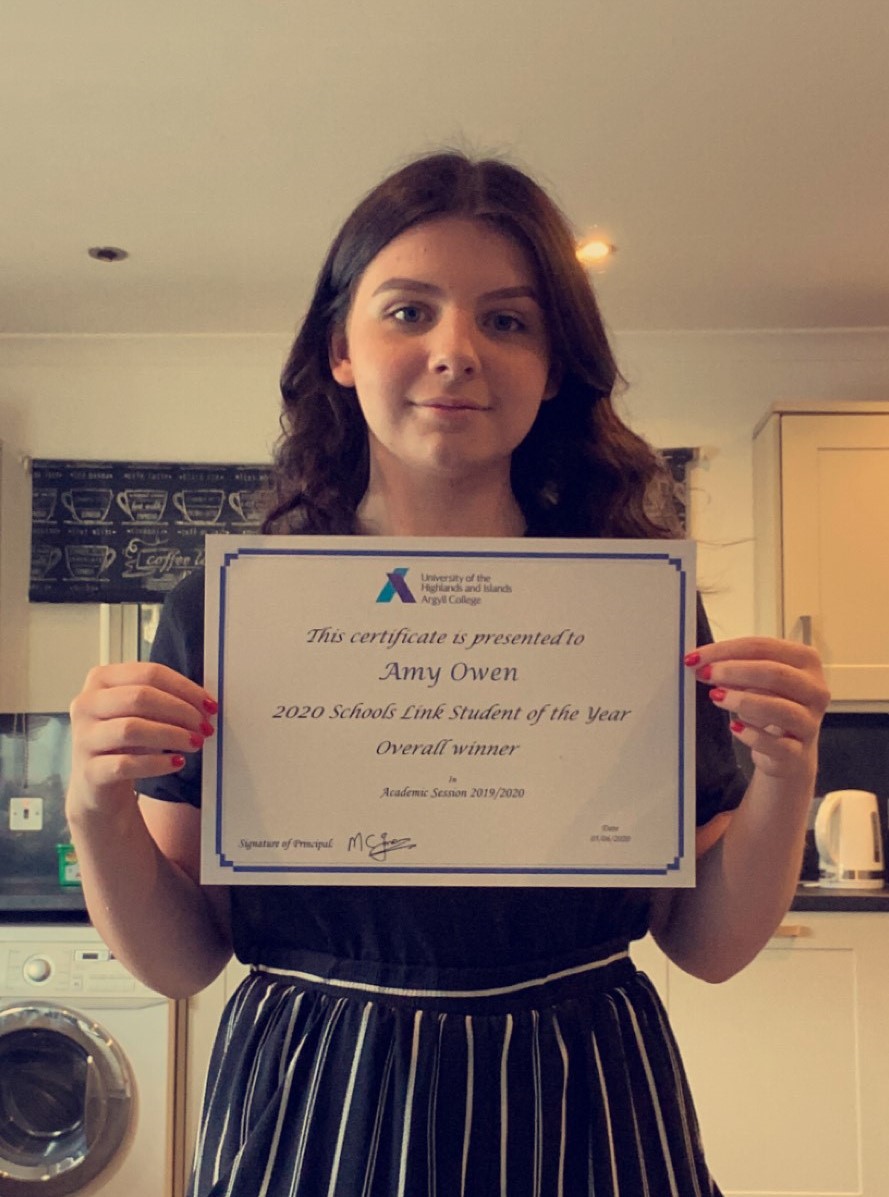 Argyll College Overall Schools Link Student of the Year 2020: Amy Owen 
