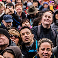 closeup of people in a crowd