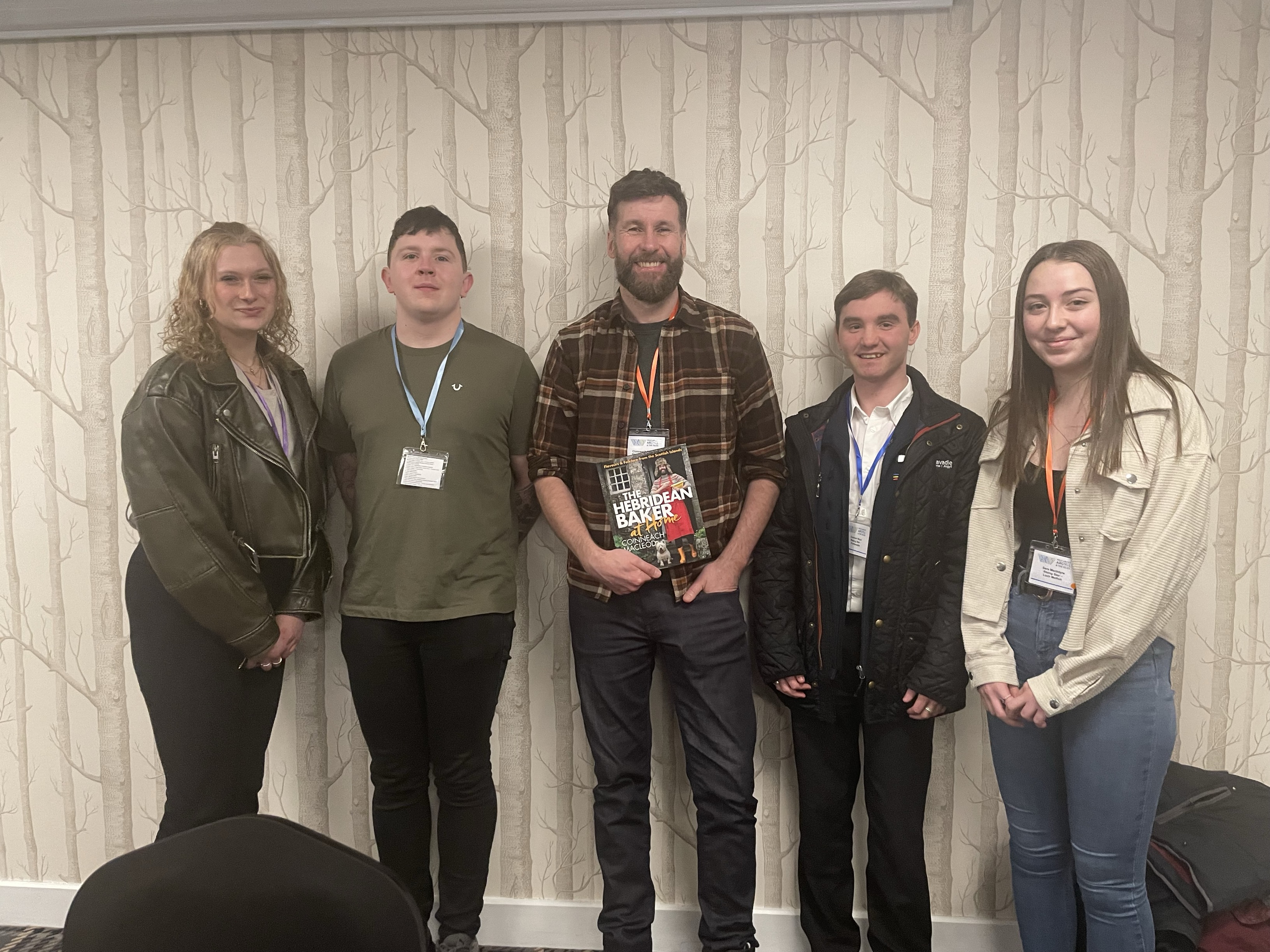 Left to right: Apprentices Evie, Lewis, The Hebridean Baker, Connor and Sara