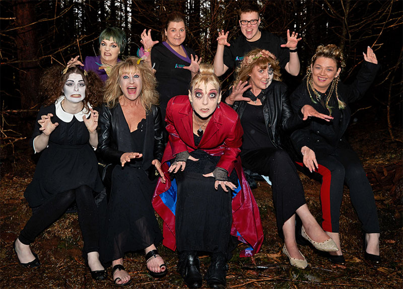 a group wearing Gothic makeup and dress