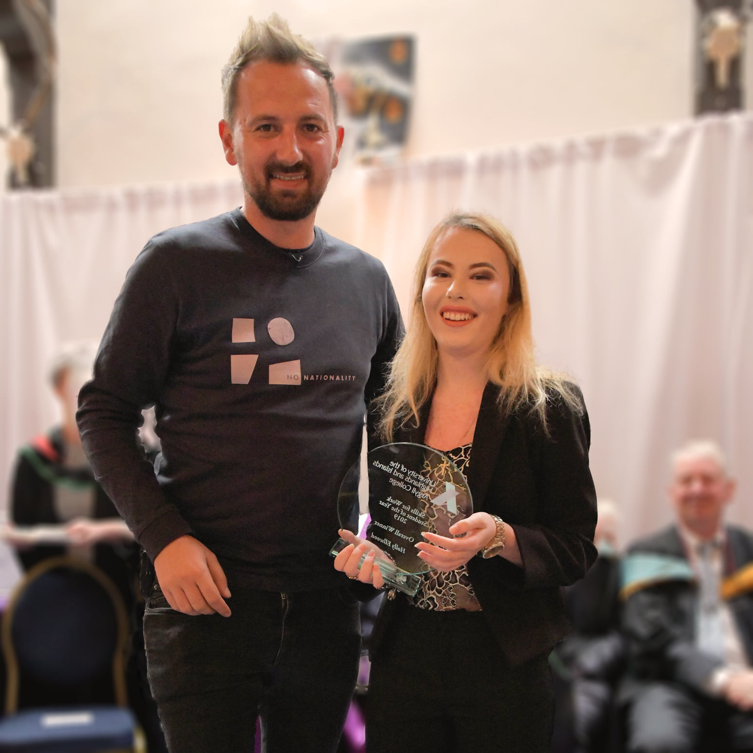 Holly Ellwood winner of Schools Link Student of the Year 2019 collecting her award