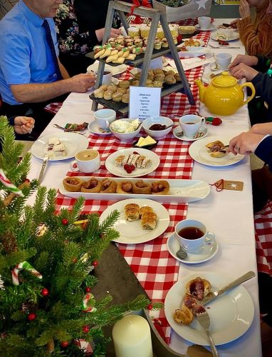 A tablescape of the festive afternoon tea