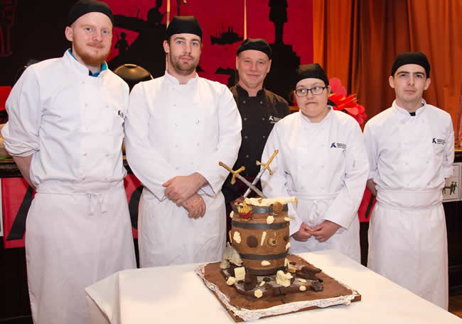 students and chocolate sculpture