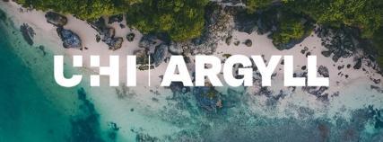 UHI Argyll logo over a beach background