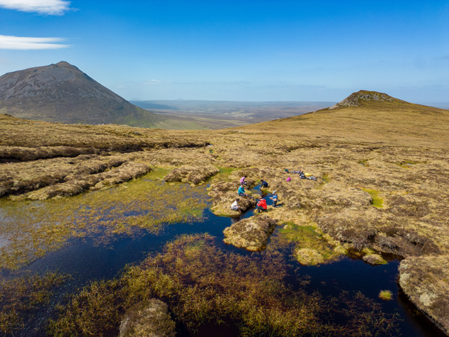 Researchers from the Environmental Research Institute during fieldwork at Forsinard Flows Nature Reserve