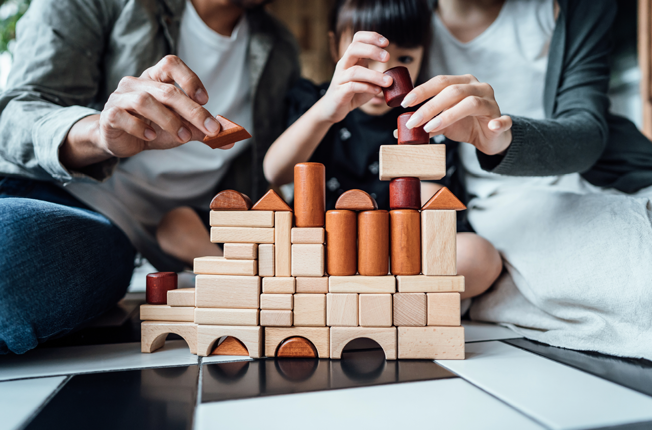 Children playing with a toy